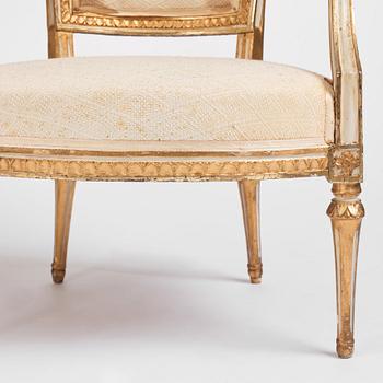 A pair of late Gustavian open armchairs by J. E. Höglander (master in Stockholm 1777-1813).