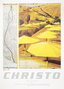CHRISTO, utställningsaffisch, diptyk, signerad, 1990.