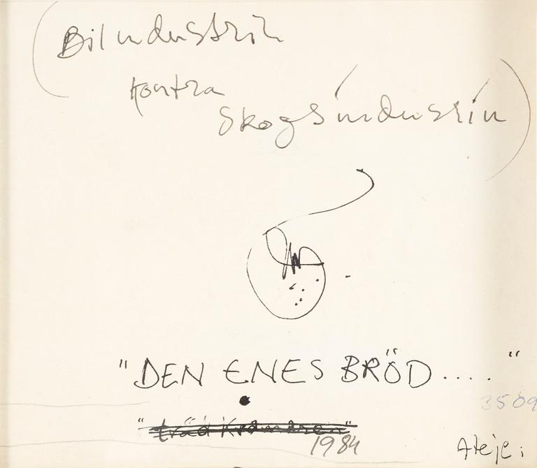 ULF RAHMBERG, mixed media with collage, signed with monogram on verso.