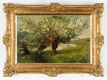 OKÄND KONSTNÄR, olja på duk, England, 1800-tal, signerad Alfred Hinley.