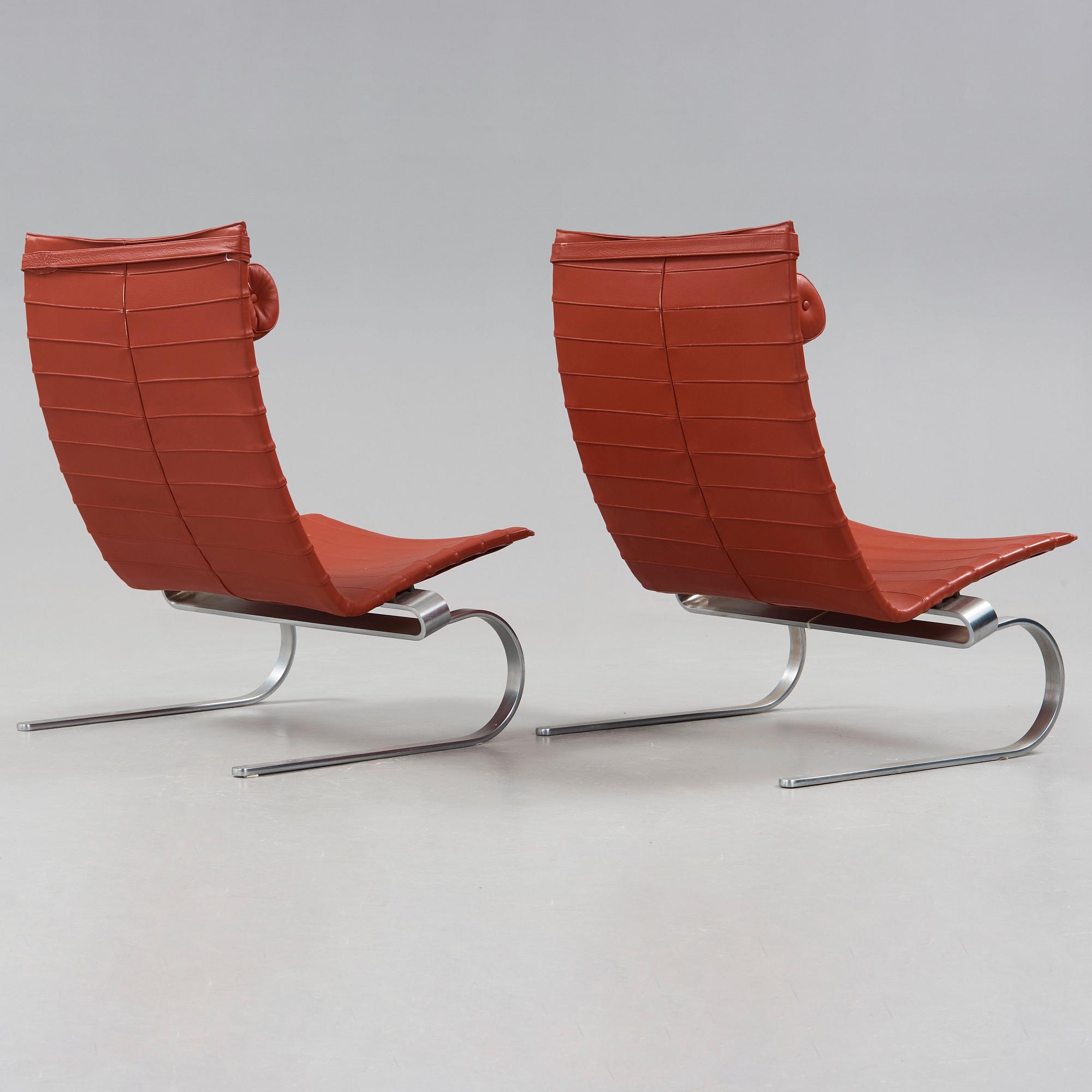 Poul Kjaerholm, fåtöljer, ett par "PK-20", Fritz Hansen, Danmark 1995.