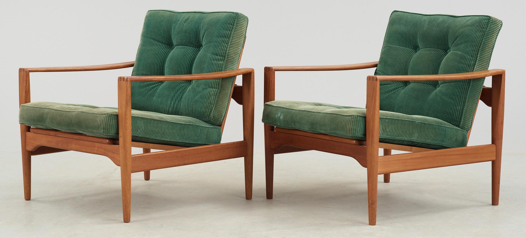 FÅTÖLJER, ett par, etikettmärkt, Danish Furniture Control, Danmark, 1900-talets mitt.