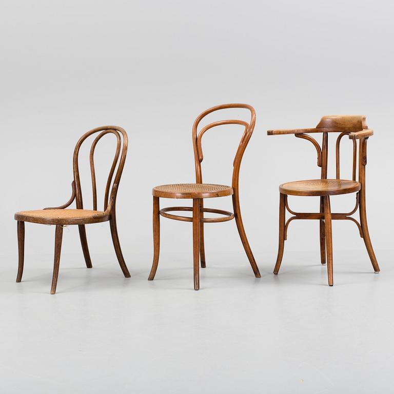 3 charir, among one is marked Thonet from the early 20th century.
