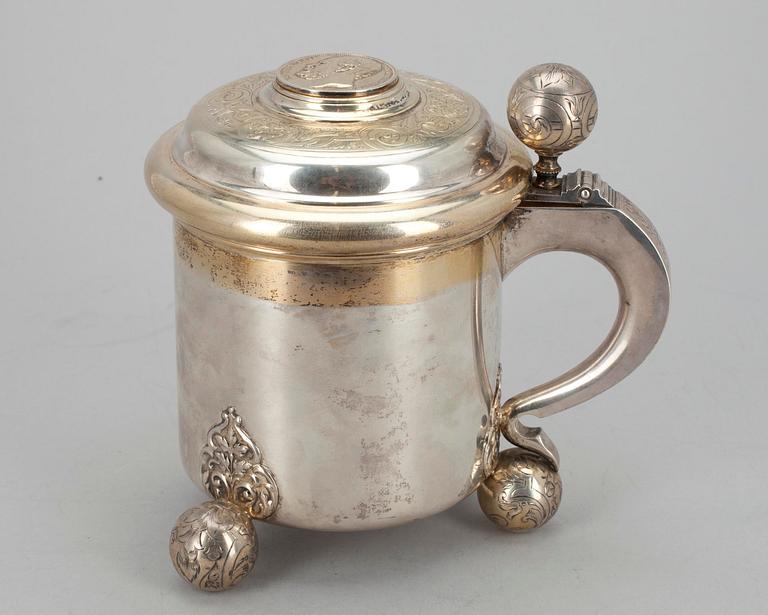 STOP, silver, delvis förgyllt, C.G Hallberg, Stockholm 1902. Tot. vikt ca 622 g.