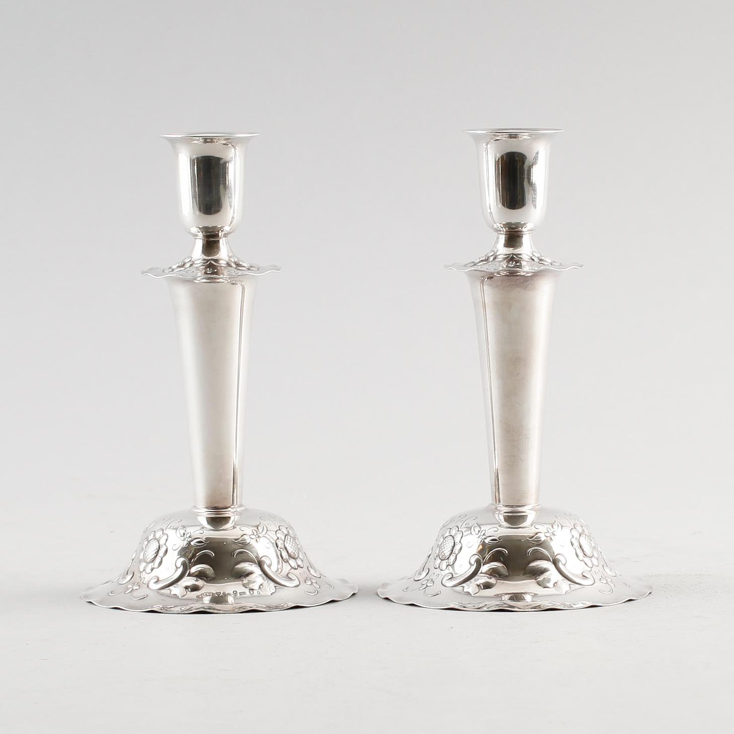 LJUSSTAKAR, 1 par, silver, GAB Stockholm 1928.