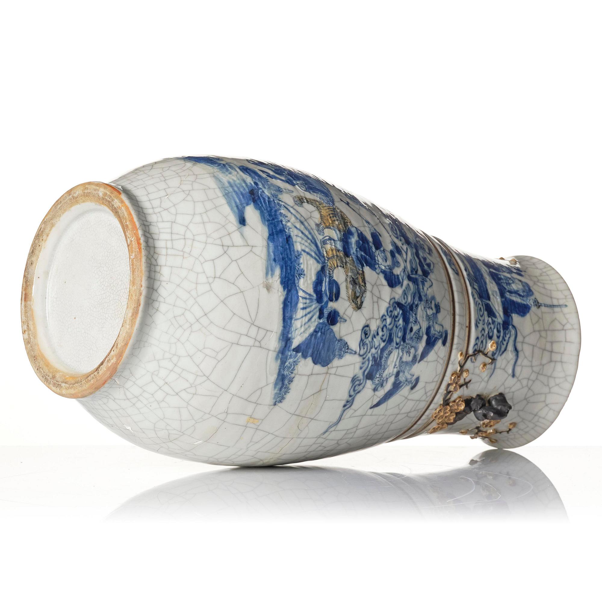 An underglaze blue and enamelled vase, Qing dynasty, 19th century.