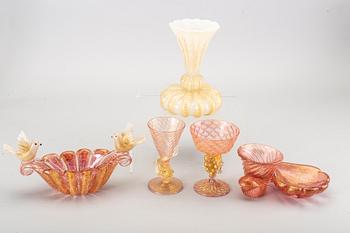 Samling glas, 5 st, bland annat  Barovier & Toso, Murano, Venedig.