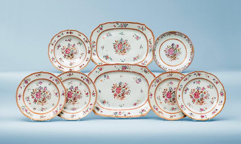 A famille rose part dinner service, Qing dynasty, Qianlong (1736-95).