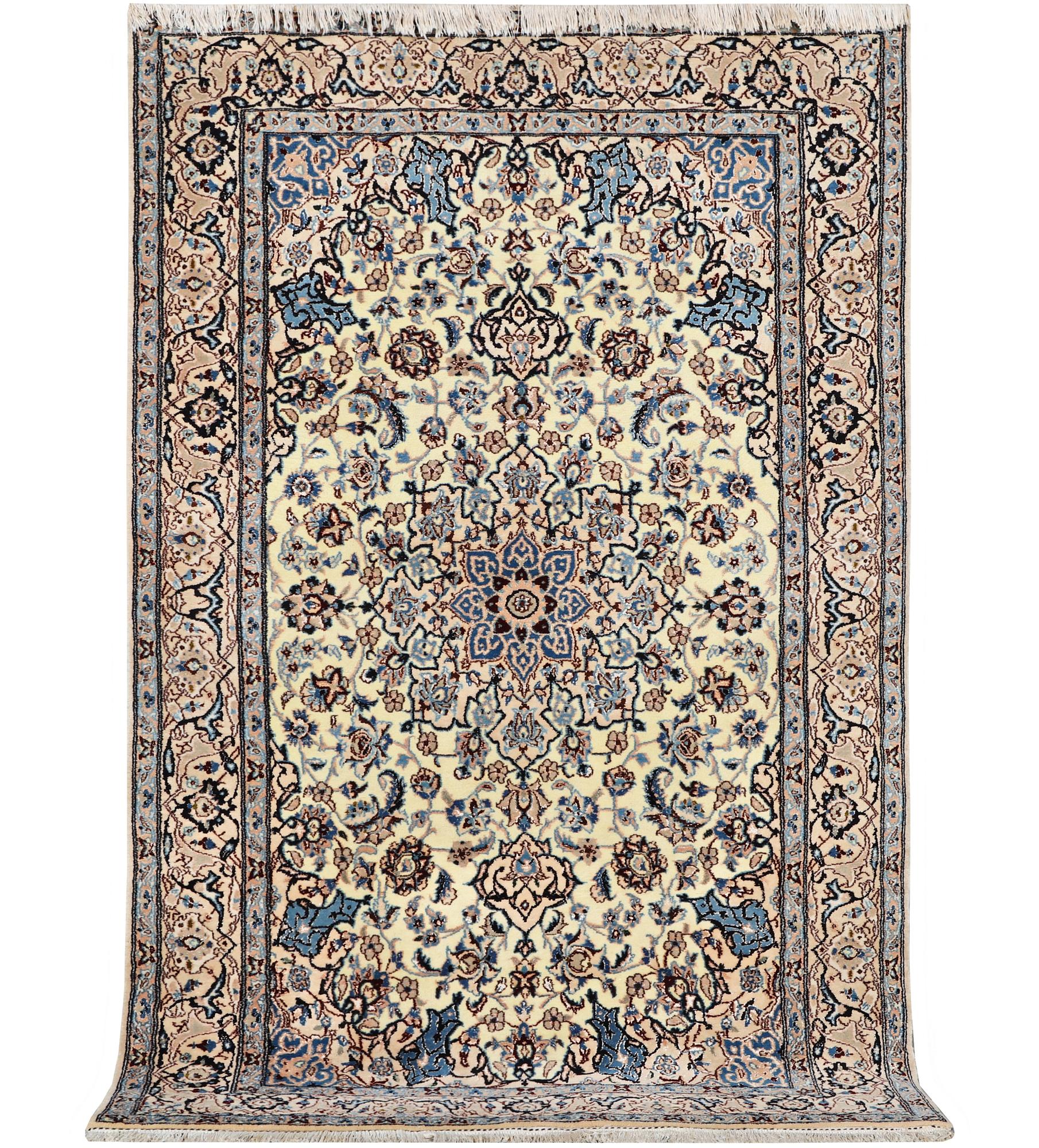 A part silk Nain rug, 9LA, c. 204 x 125 cm.
