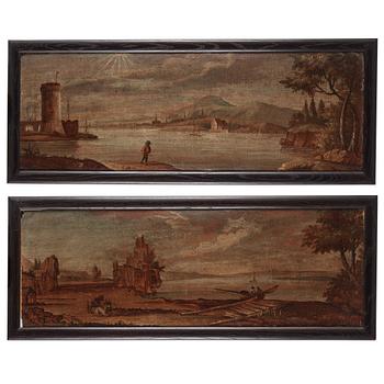 676. Unknown artist 18th Century. Overdoors, a pair.