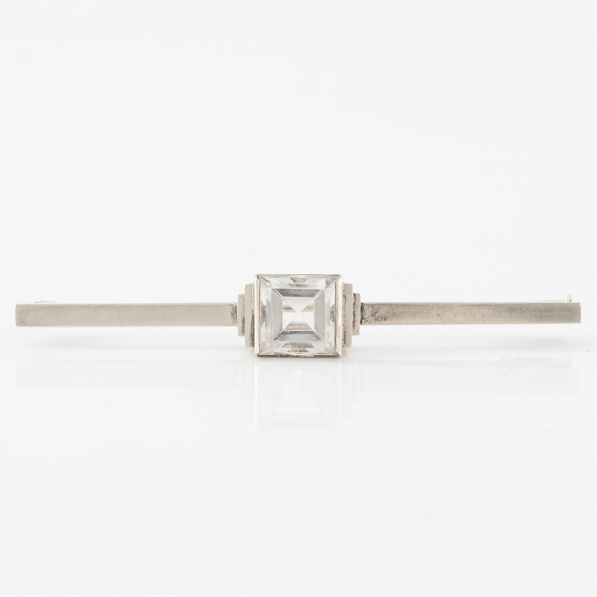 Wiwen Nilsson, brooch, silver and rock crystal, Anders Nilsson, Lund 1939.
