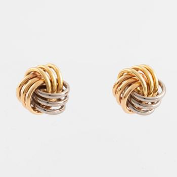 18K three colour gold earrings.