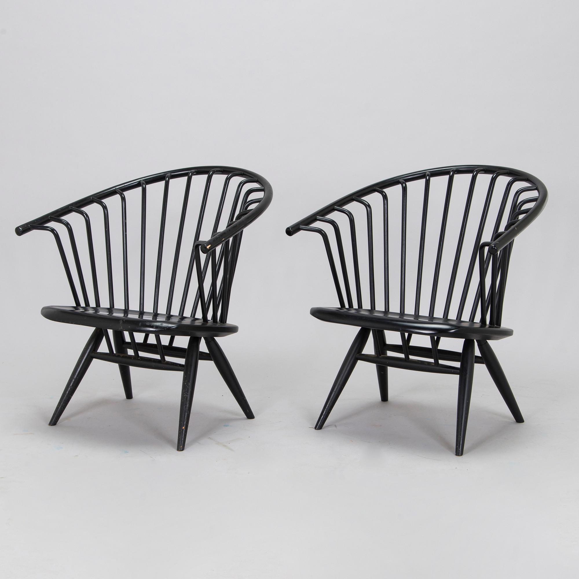 Ilmari Tapiovaara, a pair of 1960s 'Crinolette' chairs, Asko, Finland.