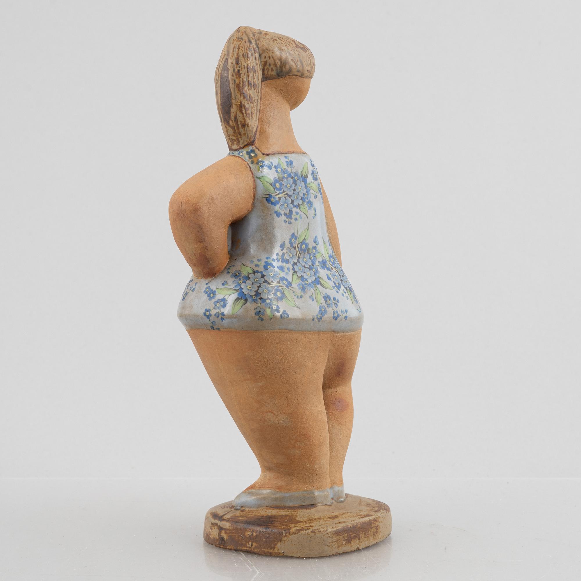 Lisa Larson, figurin, stengods, "Dora", ur serien "ABC-flickor", Gustavsberg.