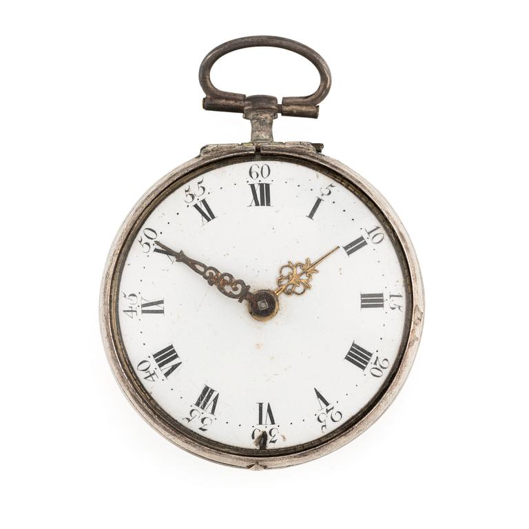 Lincke, Copenhagen, a silver case pocket watch, mid 18th century.