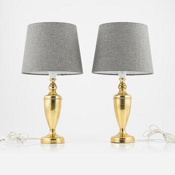 A pair of brass table lights, Nybro Armaturfabrik, 1970's.