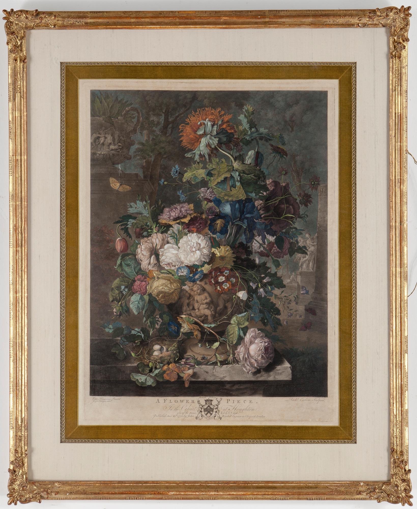 JAN VAN HUYSUM, efter, ett par, mezzotintetsningar, graverade av Richard Earlom, England, 1778-81.