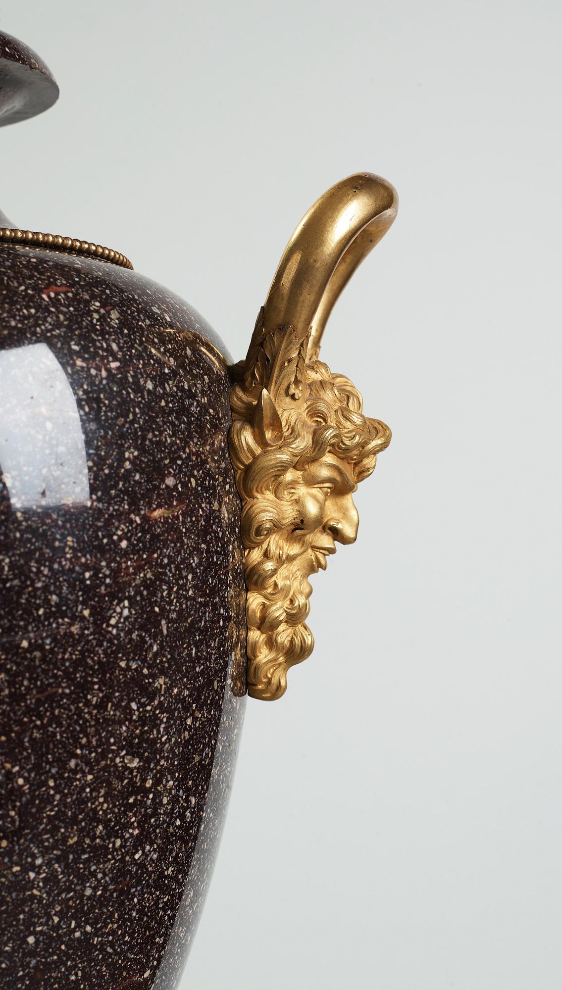 A late Gustavian circa 1800 porphyry and ormolu Vase by Court bronze chaser and gilder F.L. Rung (1758-1837) not signed.