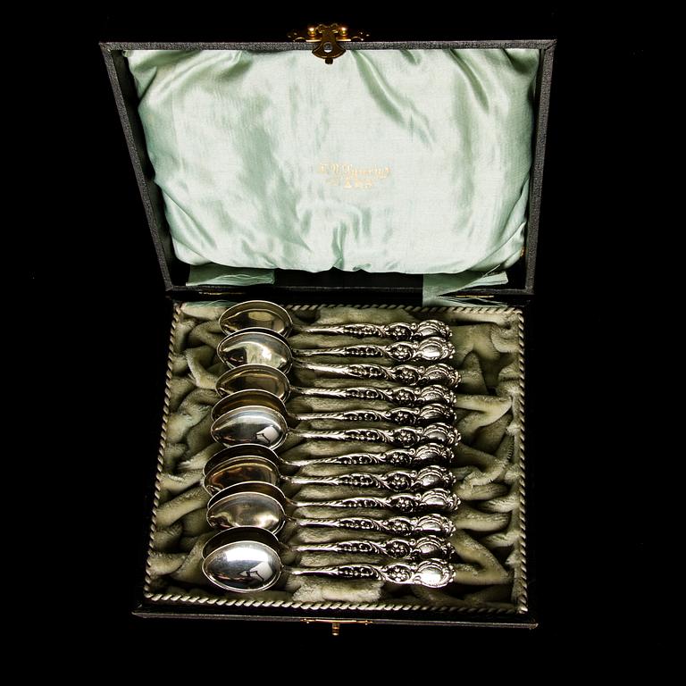 MATSKEDAR, 12 ST, TESKEDAR 12+10+7, silver, Finland 1920-30-tal, vikt 819 g.