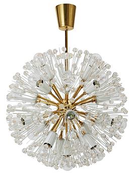 An Emil Stejnar brass crystal chandelier by Rupert Nikoll, Austria.