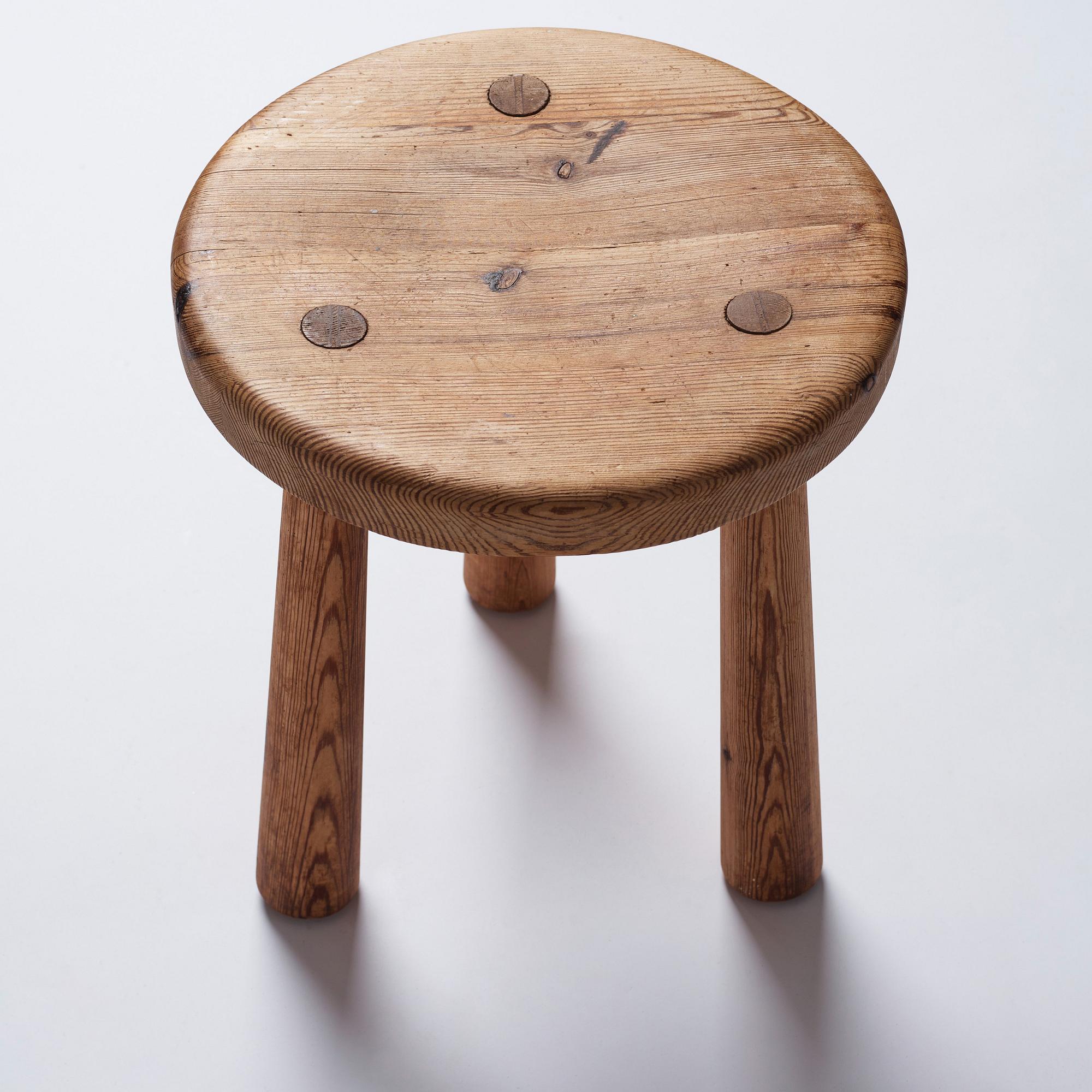 Axel Einar Hjorth, a 'Skoga' stained pine stool, Nordiska Kompaniet, Sweden 1930s.
