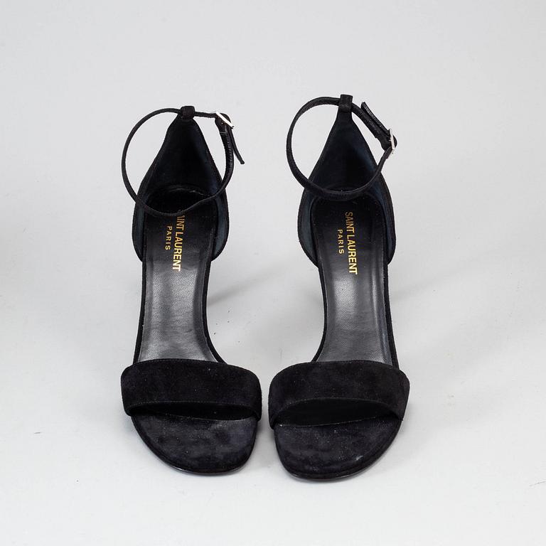 YVES SAINT LAURENT, a pair of suede heels, size 39 1/2.