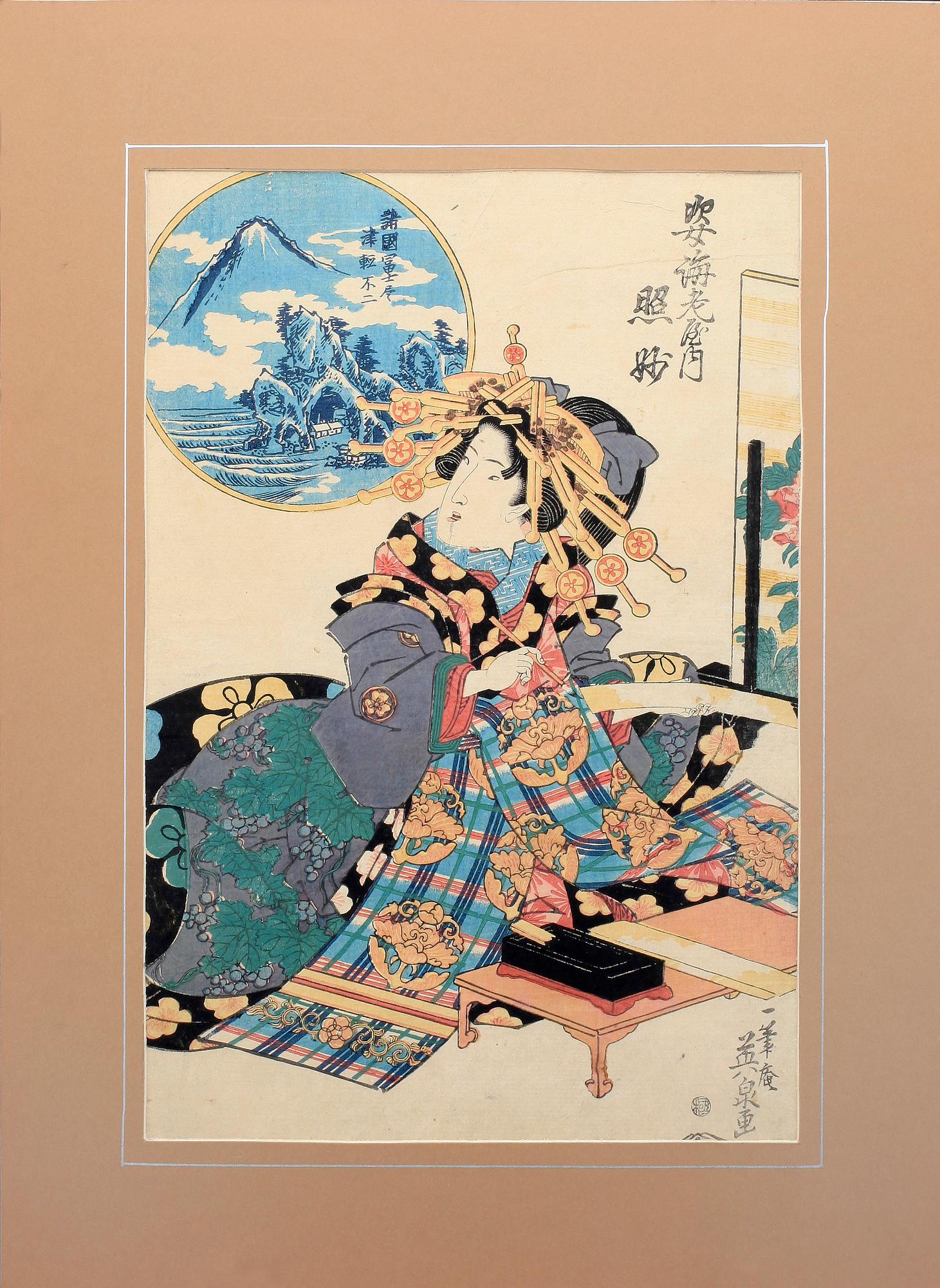 PARTI JAPANSKA TRÄSNITT, 4 st, bla Kunimasa och Kuniyoshi. 1800-tal.