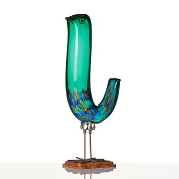 Alessandro Pianon, skulptur, "Pulcino", glas, fågel, Vistosi, Italien, 1960-tal.