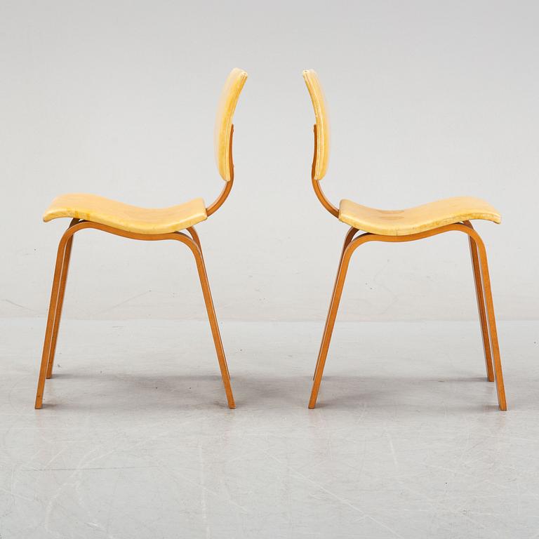 Peter Hallen, a pair of beech and leather 'Wave' chairs, Gemla, Diö, 1998.