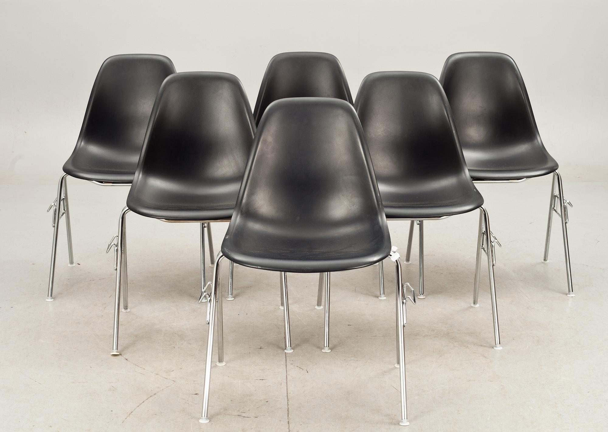 STOLAR, 6 st. "DSS" Charles Eames för Vitra. Etikettsmärkta.
