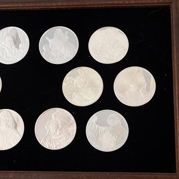 50 sterling silver medals, 'Rembrandt i silver', Franklin Mint AB.