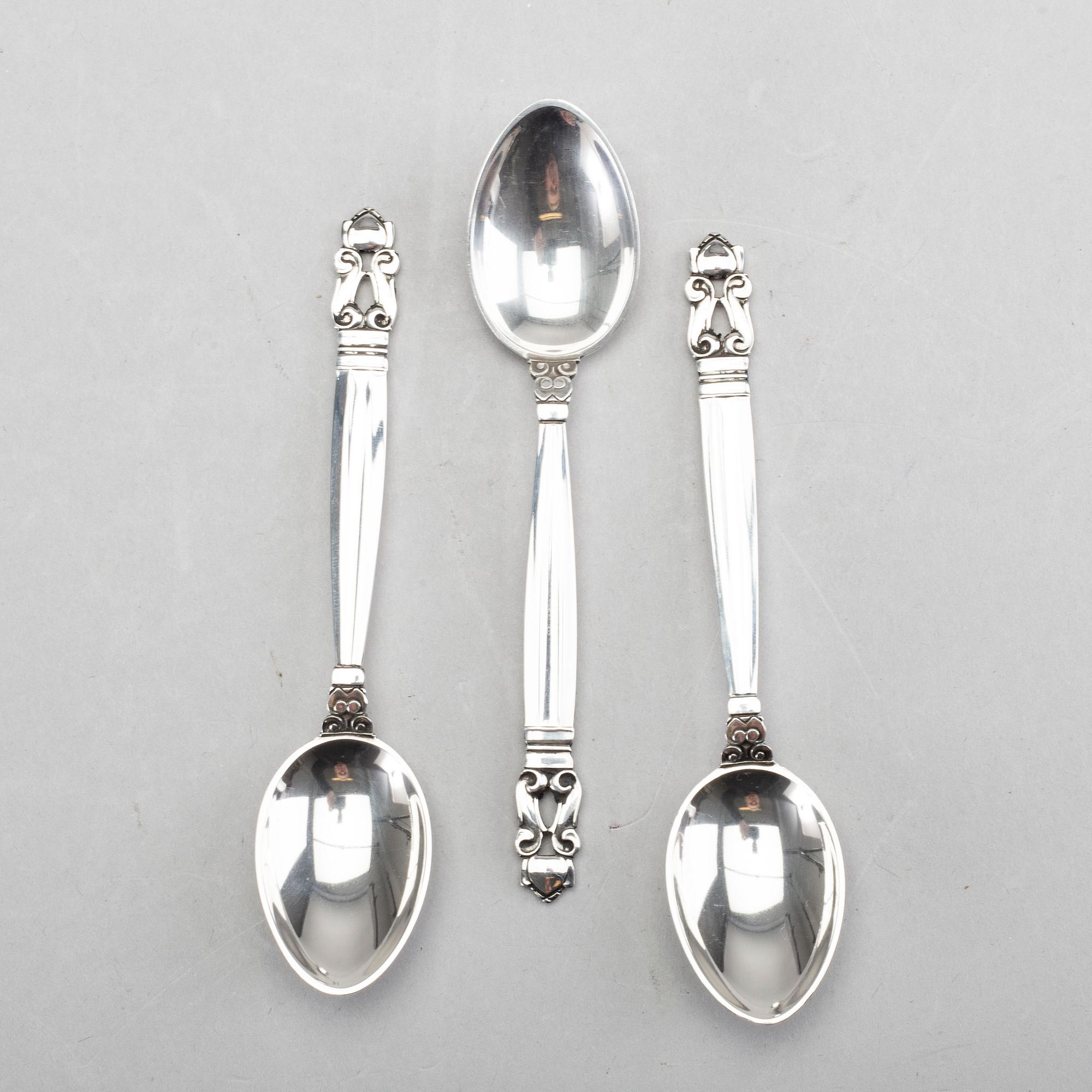KAFFESKEDAR, sterling silver,  9 st Georg Jensen "Konge/Acron".