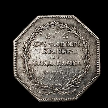 SPELPENNING, silver, Enhörning, Köpenhamn 1784. Vikt ca 17 gram.