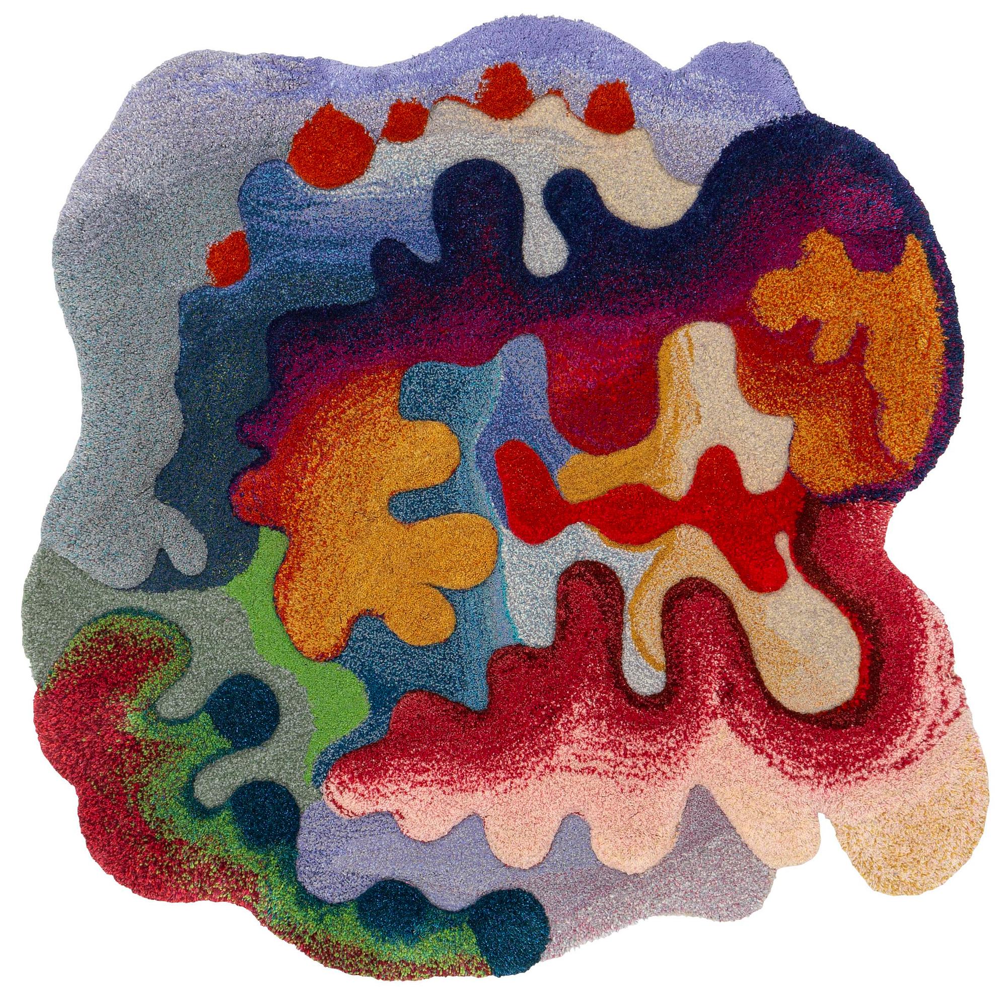 Camilla Iliefski, a carpet, "Chromatic Thoughts" hand-tufted and cut in relief , c 135 x 135 cm.