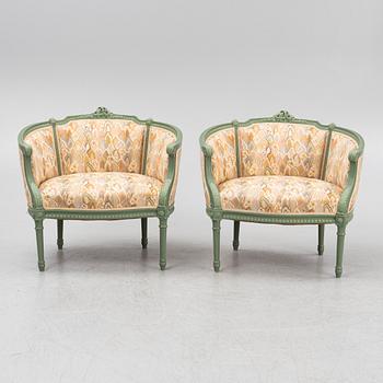 Karmstolar, ett par, Louis XVI-stil, 1900-talets mitt.