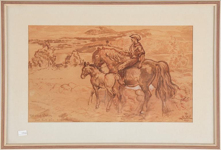 ACKE ÅSLUND, blandteknik på papper, signerad och daterad 1941.