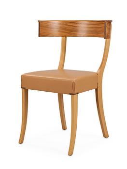 88. A Josef Frank walnut, beech and brown leather chair, Svenskt Tenn, model 300.