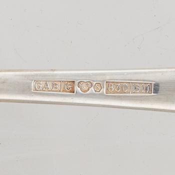 Guldsmedsaktiebolaget (GAB), bestickservis, 55 delar, silver, modell "Chippendale", Eskilstuna, bl a 2002.