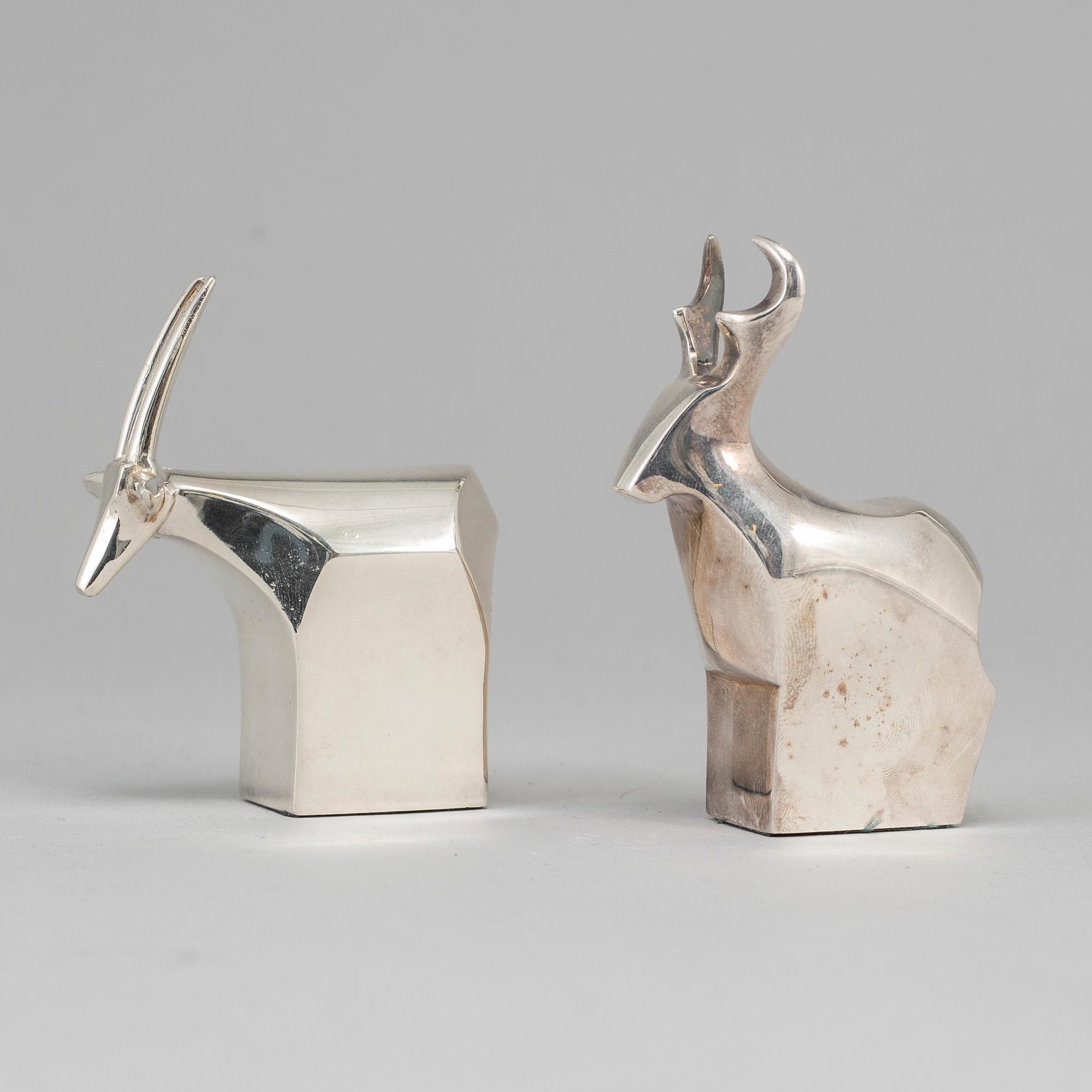 Two electro plated zinc figurines from Dansk Designs, Japan.