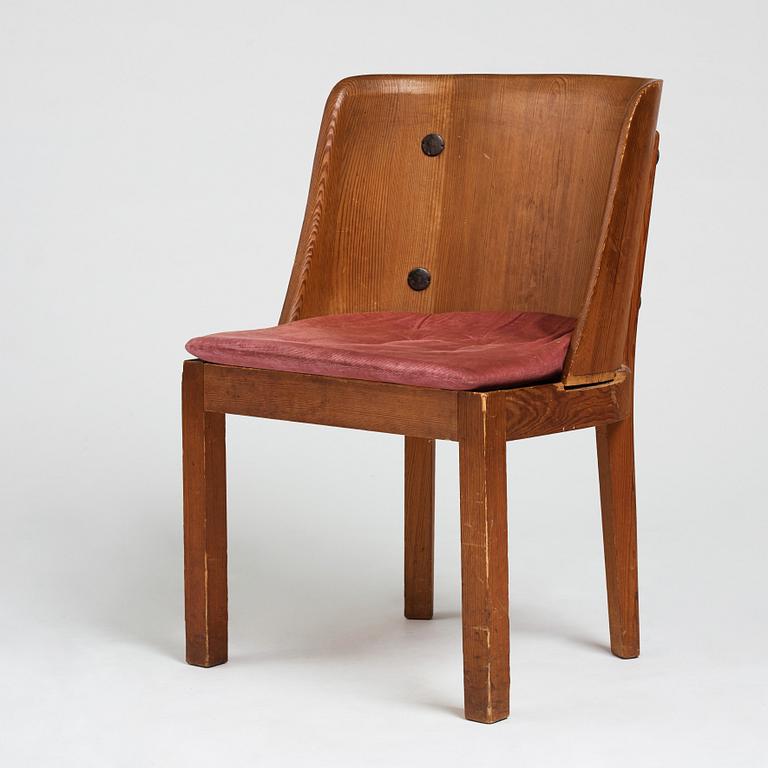 Axel Einar Hjorth, a stained pine low back "Lovö" chair, Nordiska Kompaniet, Sweden 1930's.