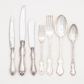 A silver cutlery set, model 'Olga', some with mark of JO Zetterström, Gothenburg 1881 (79 pieces).