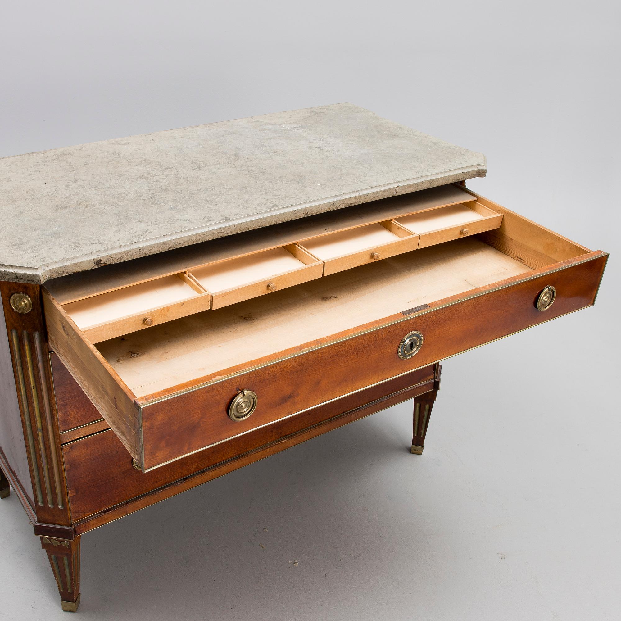 A GUSTAVIAN CHEST OF DRAWERS, late 18th century, Manufactured by Anders Lundelius.