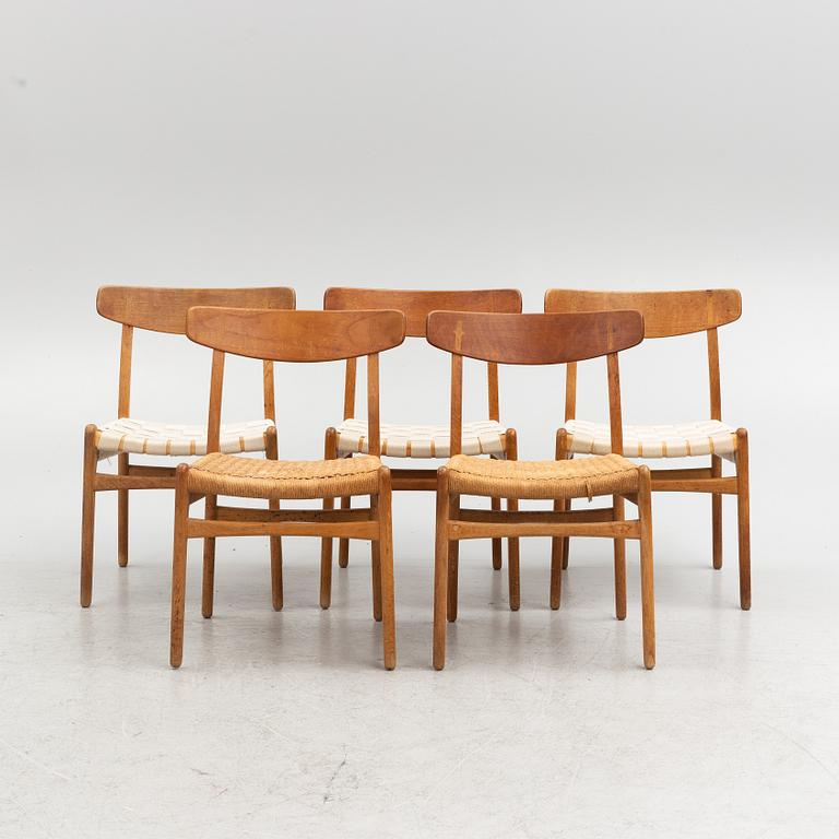 Hans J. Wegner, stolar, 5 st, "CH-23", Carl Hansen & Son, Odense, Danmark, 1950/60-tal.