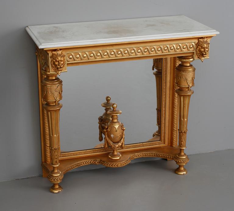 SPEGEL MED KONSOLBORD, Ny Louis XVI, sent 1800-tal.