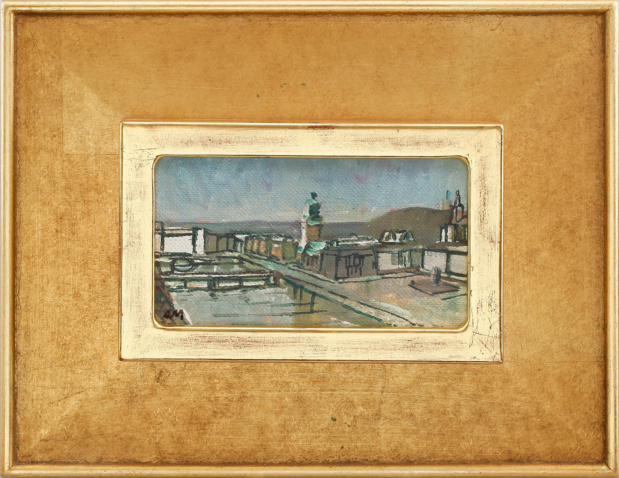 OKÄND KONSTNÄR, 4 st, akvarell och olja på duk, 1900-tal.