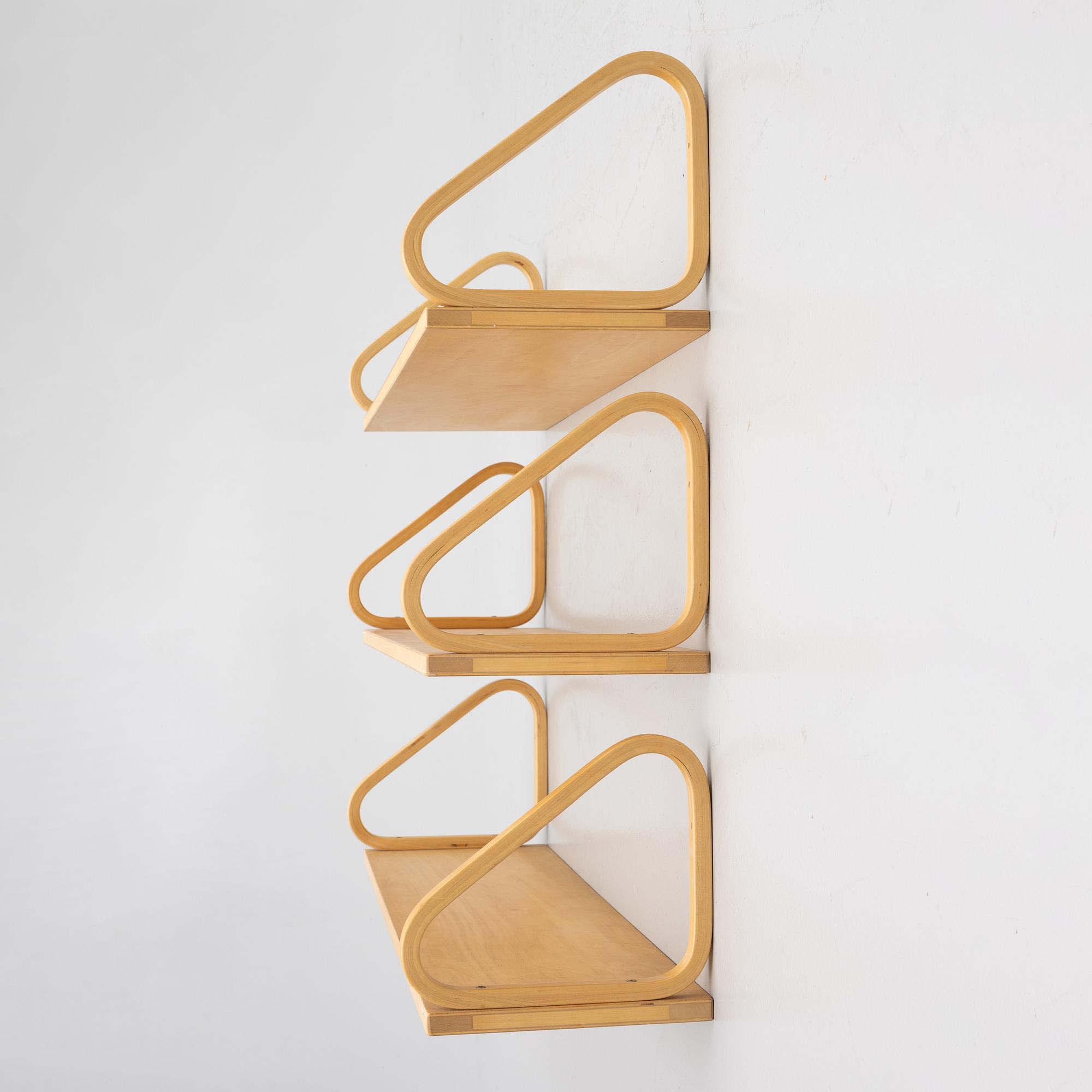 Alvar Aalto, three wall shelves, model 112B, Artek, Finland, late 20th century.