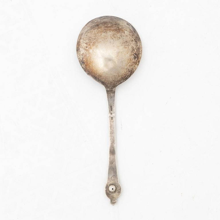 A Swedish silver spoon, marks of Lars Löfgren, Hudiksvall 1793.