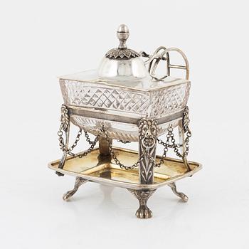 A Swedish Parcel-Gilt Silver Mustard Pot, mark of Gustaf Folcker, Stockholm 1817.