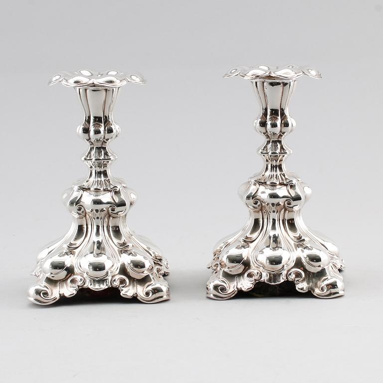 LJUSSTAKAR, 1 par, silver, CG Hallberg, Stockholm 1954.
