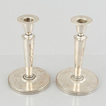 A pair of Swedish silver candlesticks, mark of Eric Råström, Råströms Silver- O Nysilverfabrik, Stockholm 1947.